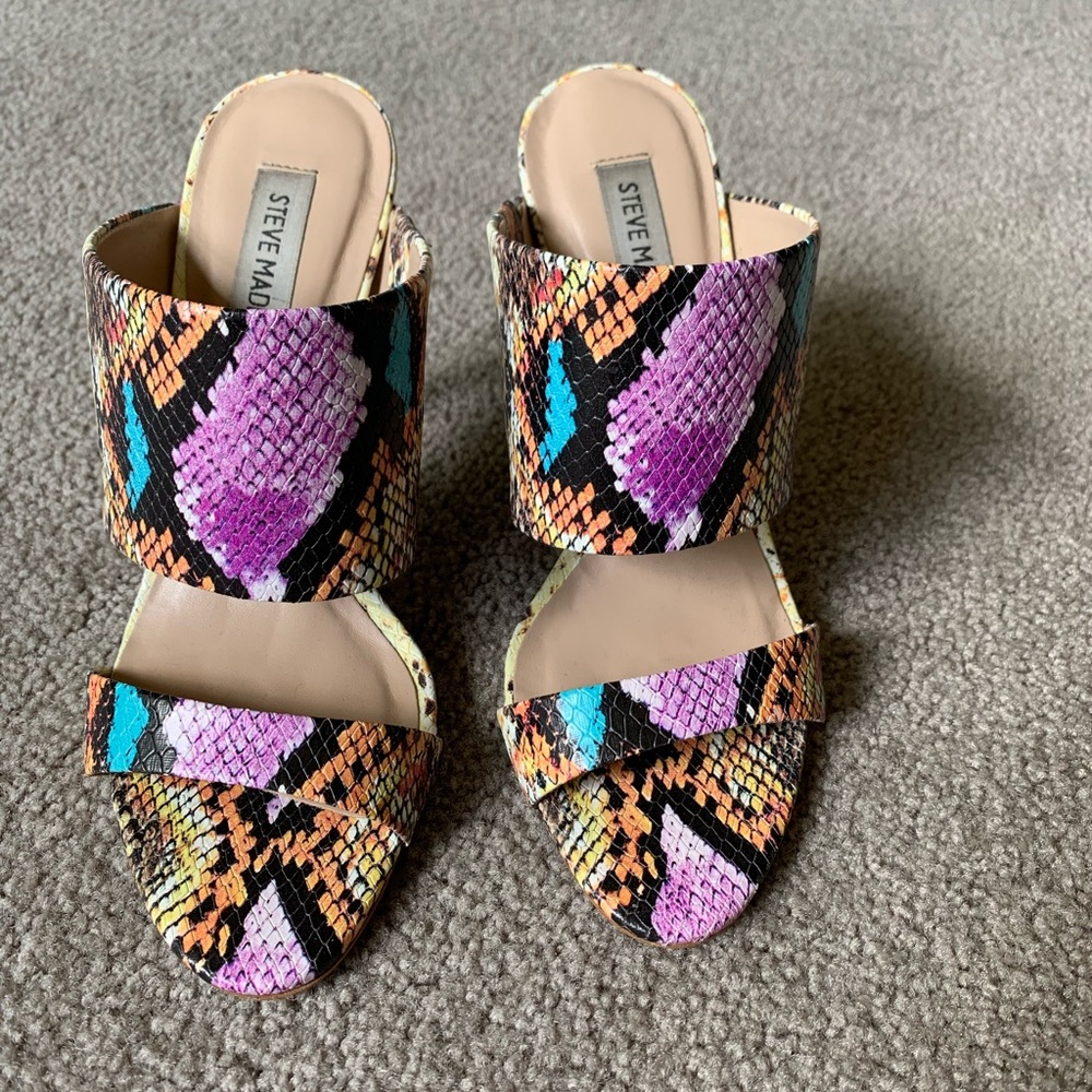 Steve Madden Multi Colored Snake Print Heels